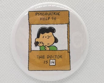 Adorable Peanuts Lucy ~ The Doctor is In ~  Pin Button ~ Mirror ~ Magnet ~ Badge Reel ~ Bookmark ~ Phone Holder
