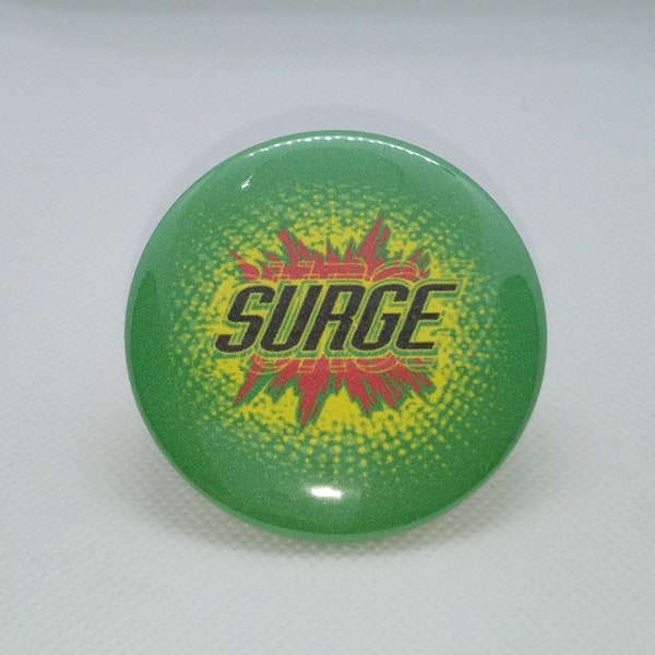 90's Surge Soda ~ Pin Button ~ Mirror ~ Magnet ~ Badge Reel ~ Bookmark ~ Phone Holder