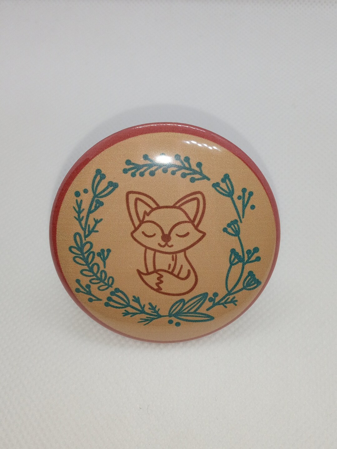 Adorable Fox Pin Button Mirror Magnet Badge Reel - Etsy
