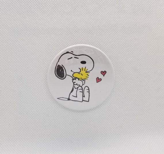 Adorable Peanuts Snoopy and Woodstock Pin Button Mirror Magnet