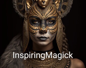 Bast Bastet Egyptian Cat Goddess ACEO Print Feline Mythology Sun and