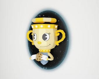 DIY Ms. Chalice Papercraft, Paper Craft Cuphead DLC, Template PDF, Paper Wall Sculpture, Origami 3D Cuphead