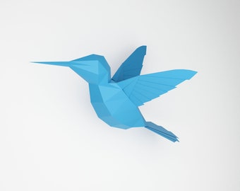 DIY Colibri Papercraft, Origami Colibri, Template PDF Oiseau, Sculpture Oiseau en Papier, Paper Craft 3D Hummingbird