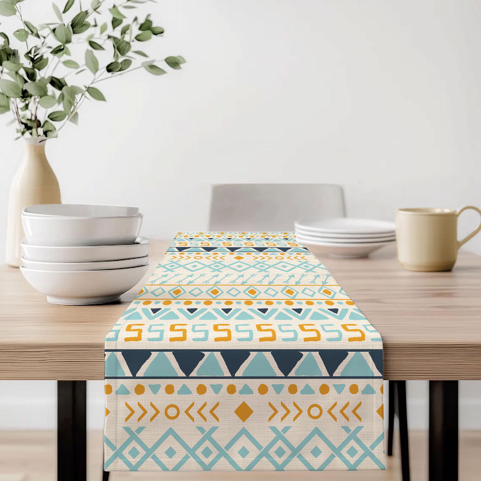 Tabletop Geometric Design Tribal Geometric Tabletop | Boho Ethnic Kitchen Dining Decor | Modern ...