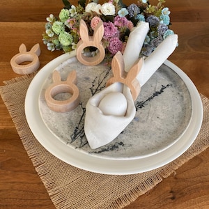 Easter Bunny Ear Wood Napkin Ring|Farmhouse Style Easter Table Decor|Wood Rabbit Napkin Holder|Easter Gift For Mom|Natural Beech Napkin Ring