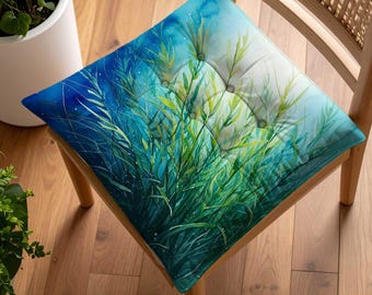 Cojín para silla color coral / Cojín para asiento de casa de playa / Cojín para asiento náutico / Cojín para silla con lazo