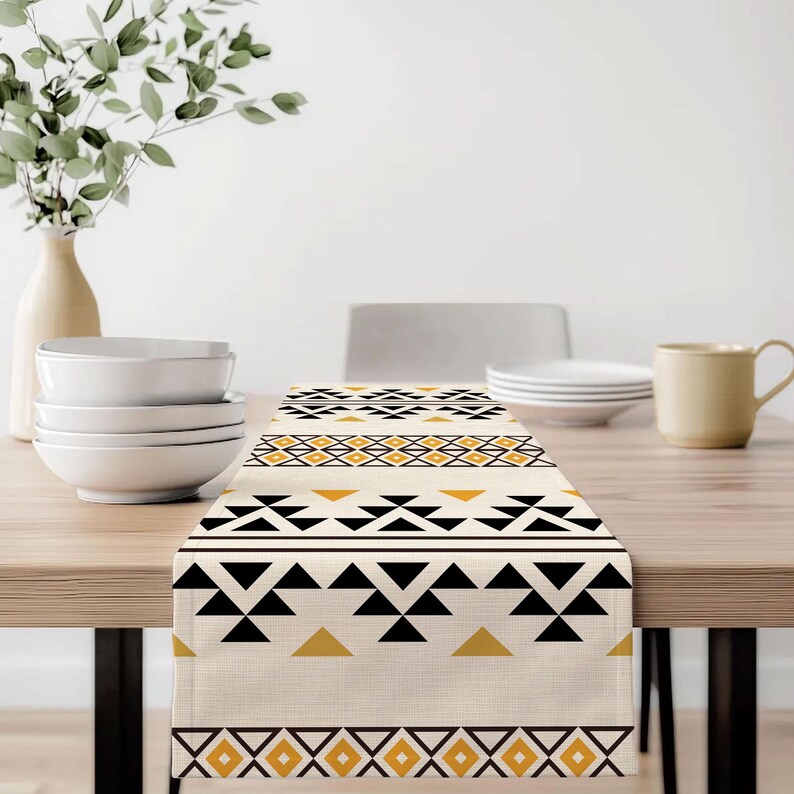 Tribal Geometric Tabletop | Boho Ethnic Kitchen Dining Decor | Modern ...