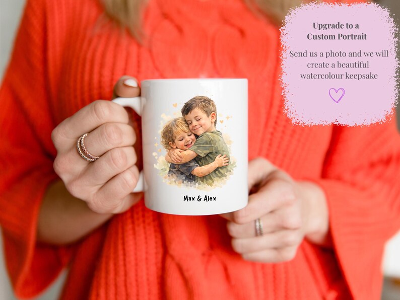 Personalised Mum Mug | Custom Watercolour Portrait, Children's Names Keepsake Cup image 8