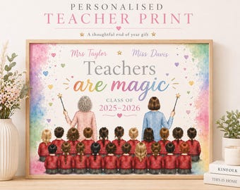 Personalised Teacher Print | Custom Class Gift | Teachers Are Magic (A4)