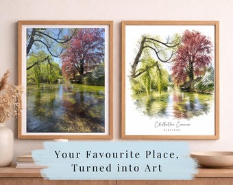 Custom Watercolour Print | Personalised Location Art, Gift (A4)