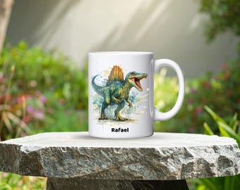 Personalised Dinosaur Mug | Custom Spinosaurs | Name Ceramic Cup (11oz)