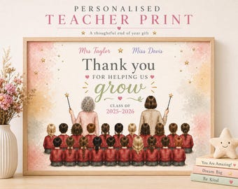 Personalised Teacher Thank You Print | Helping Us Grow Class Gift (A4)