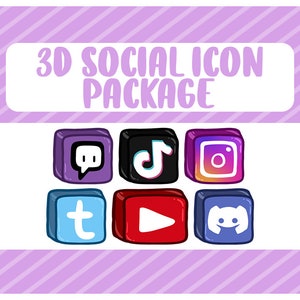 Könnte beinhalten: Ein Satz von 3D-Social-Media-Icons in einem Paket. Die Icons sind in einem Raster von drei Reihen und zwei Spalten angeordnet. Die Icons sind für Discord, TikTok, Instagram, Tumblr, YouTube und Discord.