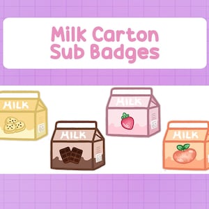 Milk Carton Twitch Sub Badges - Hand-Drawn Art - Cartoon Style - Instant Download - Twitch Sub Badges - YouTube Membership Badges