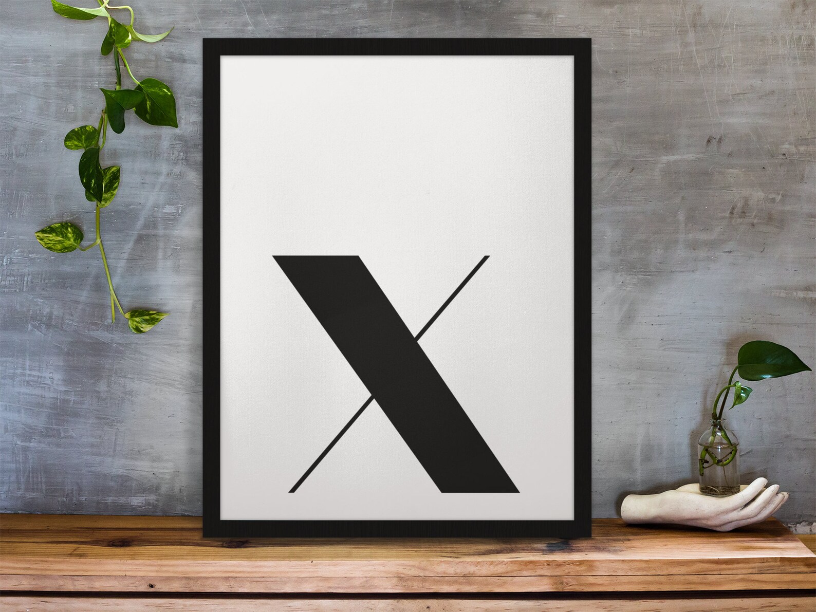 Letter X Black Digital Download Wall Art Typography Etsy