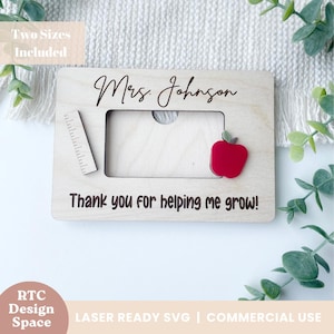 Porta tarjetas de regalo para maestros, diseño de archivo de madera cortado con láser, plantilla personalizada de agradecimiento para maestros, descarga digital de fin de año