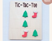 SVG Christmas Tic Tac Toe Board Digital File Stocking Tree Class Gifts Stocking Stuffers Laser Engraving Glowforge File Download Holidays