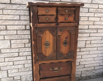 Vintage Tall Dresser, Pine Chest of Drawers, 70s Wood Dresser, Tall Storage Chest, Tall Cabinet with Drawers, Custom Painted, Paint to Order