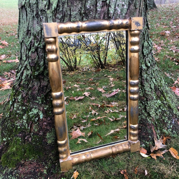 Vintage Gold Rectangle Mirror, Chunky Gold Wood Mirror, Small Mirror, Bathroom Mirror, Bedroom Mirror, Vanity Mirror, Mantel Mirror, Hall