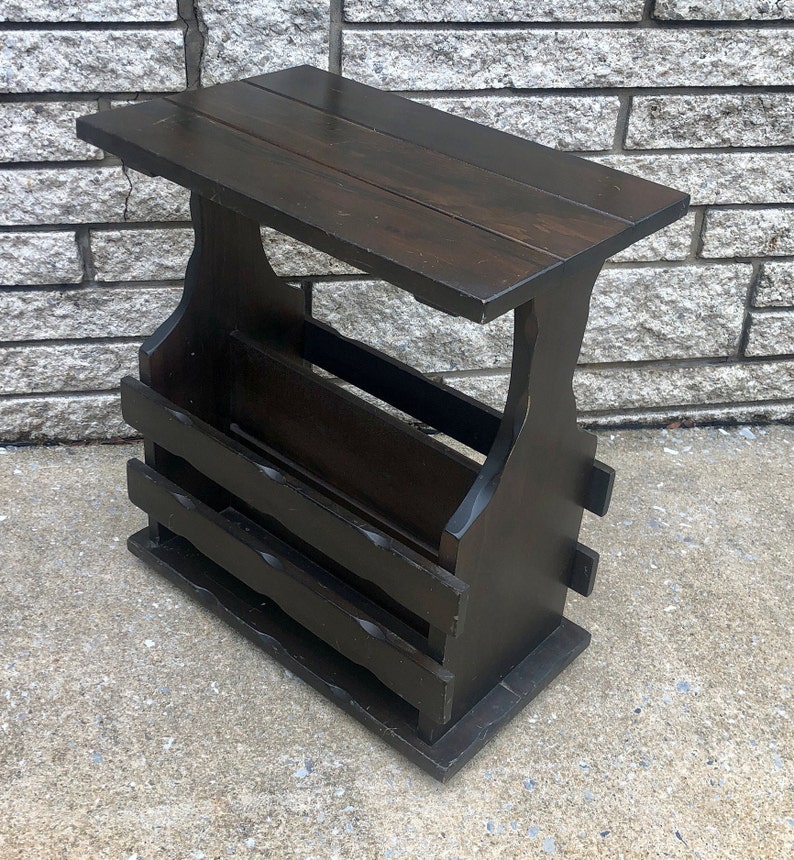 Vintage Side Table With Book Storage End Table Nightstand Etsy
