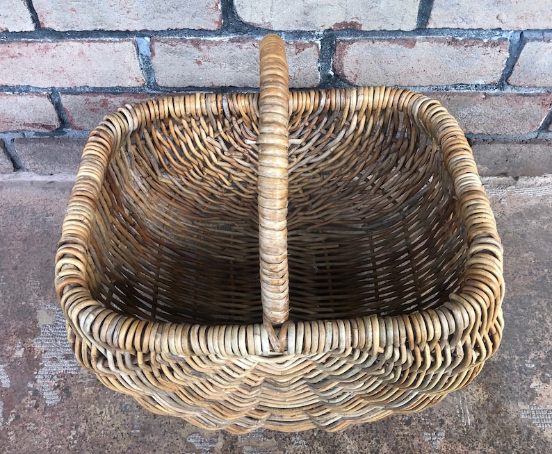 Vintage Market Basket Large Rustic Basket Gathering Basket Etsy