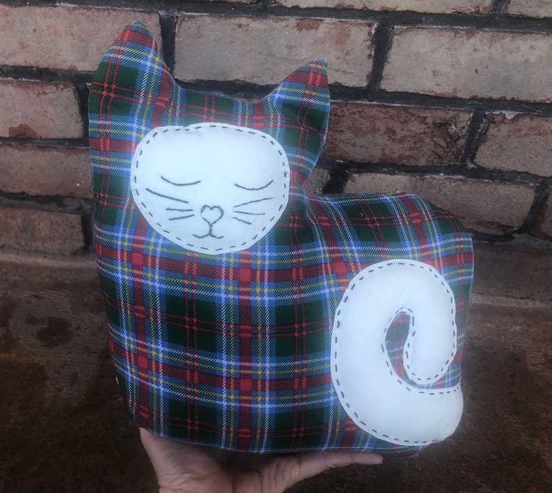 Vintage Cat Door Stop Fabric Cat Door Stop Plaid Weighted Etsy