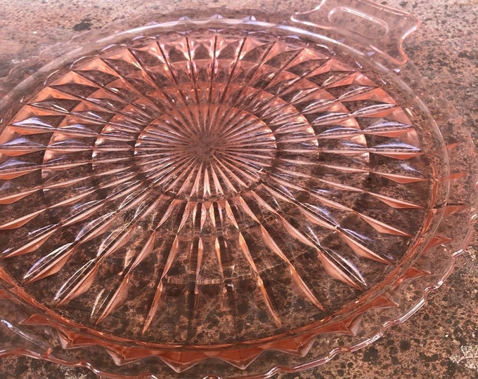 Pink Depression Style Glass Tray Display Tray Dessert Tray Etsy