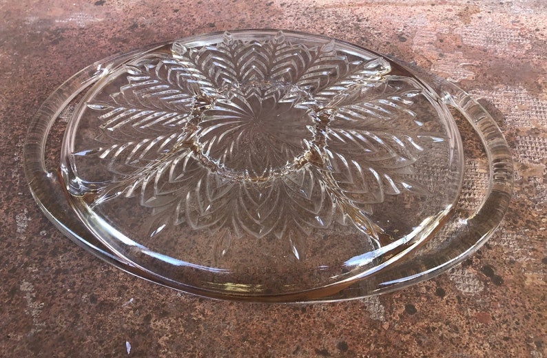 Vintage Glass Divided Serving Tray Tray With Handles Etsy