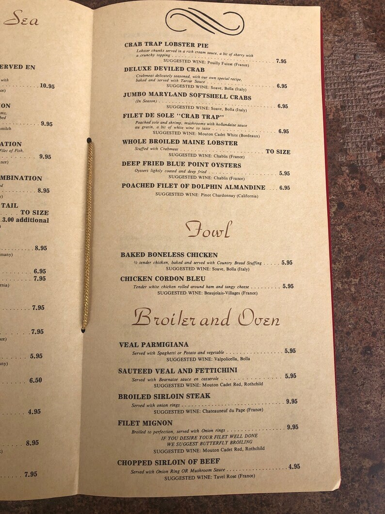 Vintage Crab Trap Menu on the Circle Somers Point New Etsy