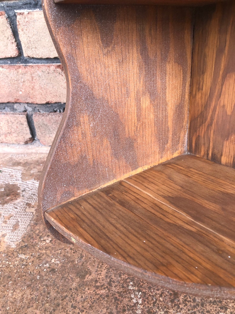 Vintage Large Wood Corner Wall Shelf Decorative Shelf Three Etsy