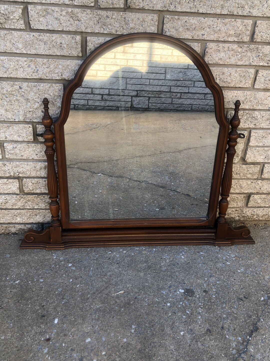 Vintage Wood Frame Mirror, Framed Dress Mirror, Tilt Mirror, Bureau