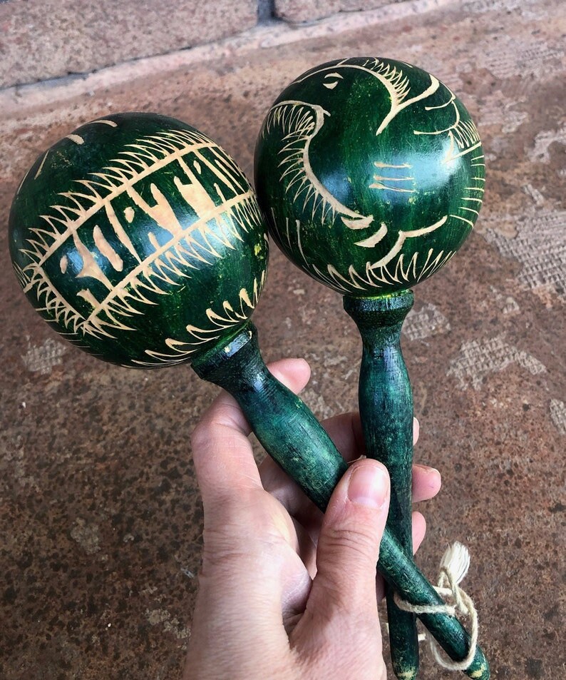 Vintage Maracas Hand Carved Maracas Roatan Honduras Etsy