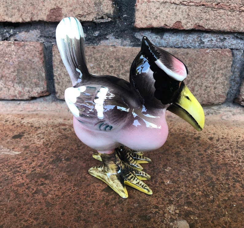 Vintage Pink Pelican Figurine Small Pelican Statue Ceramic Etsy