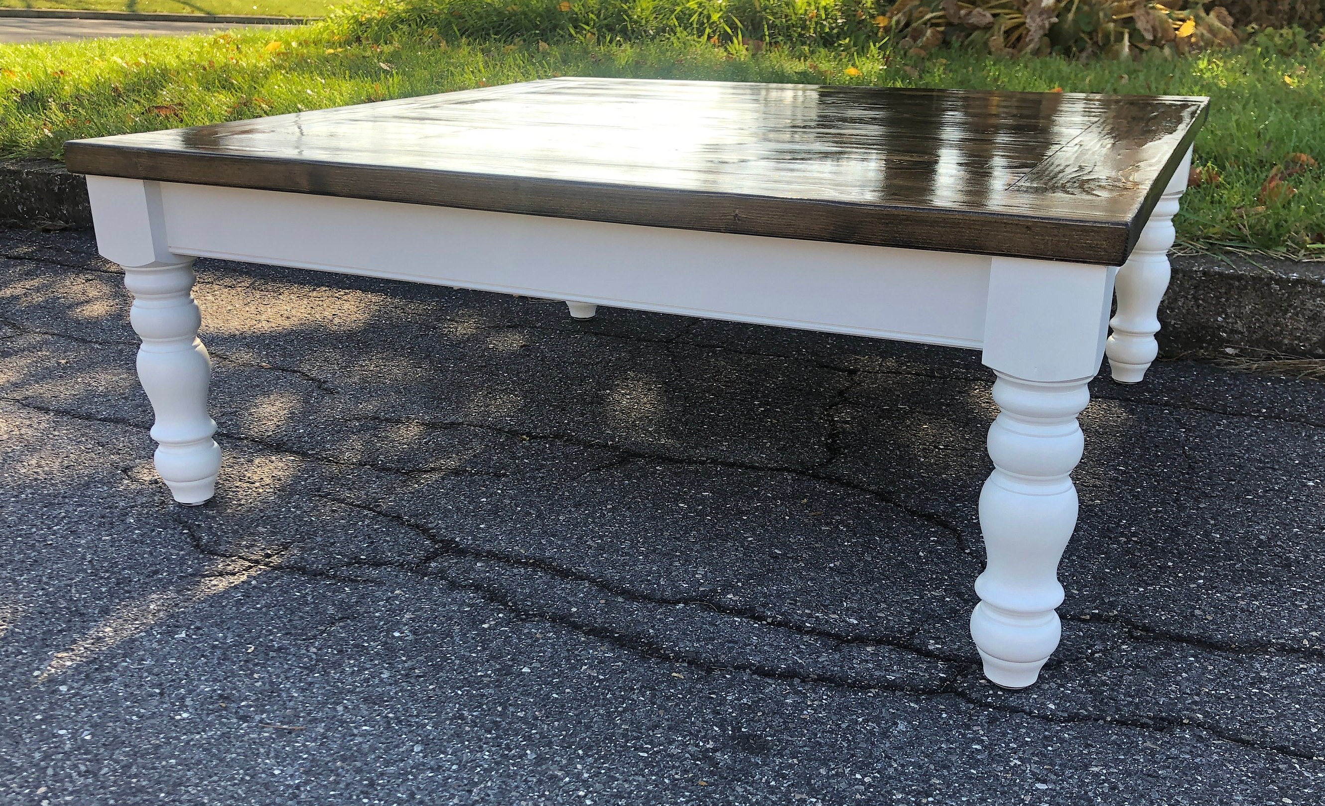 White coffee table with stained top online