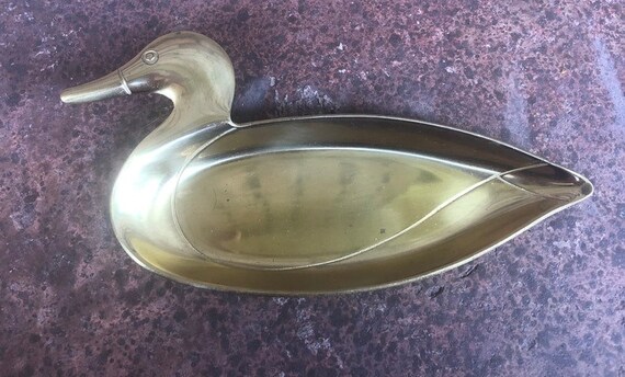 Vintage Brass Duck Tray, Jewelry Tray, Small Bras… - image 3