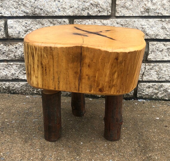 Wood Slab Stool 3 Legged Stool Walnut Foot Stool Live Edge