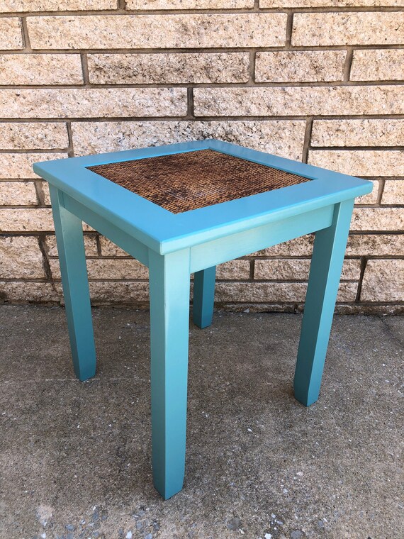 Mesa auxiliar pequeña azul Mesa de casa de la playa Etsy