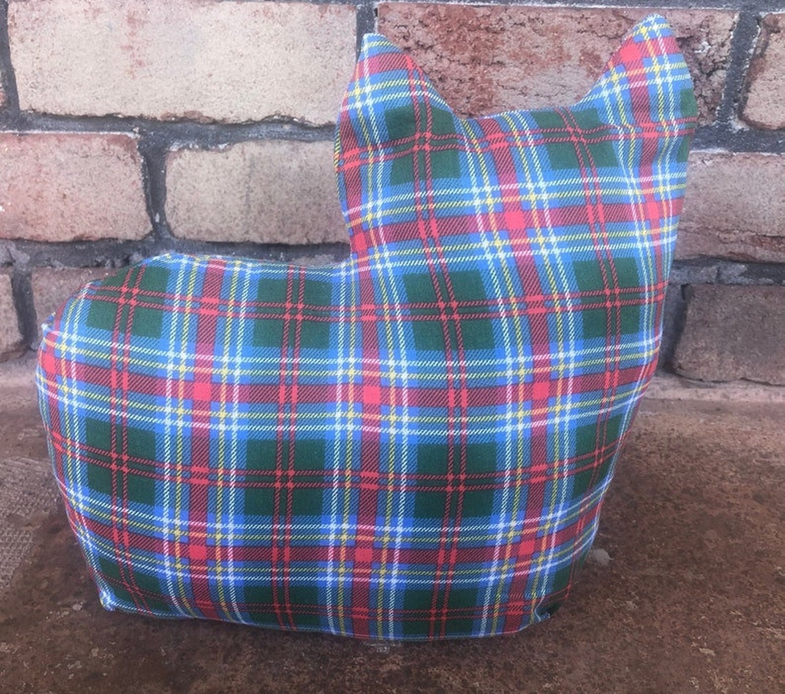 Vintage Cat Door Stop Fabric Cat Door Stop Plaid Weighted Etsy