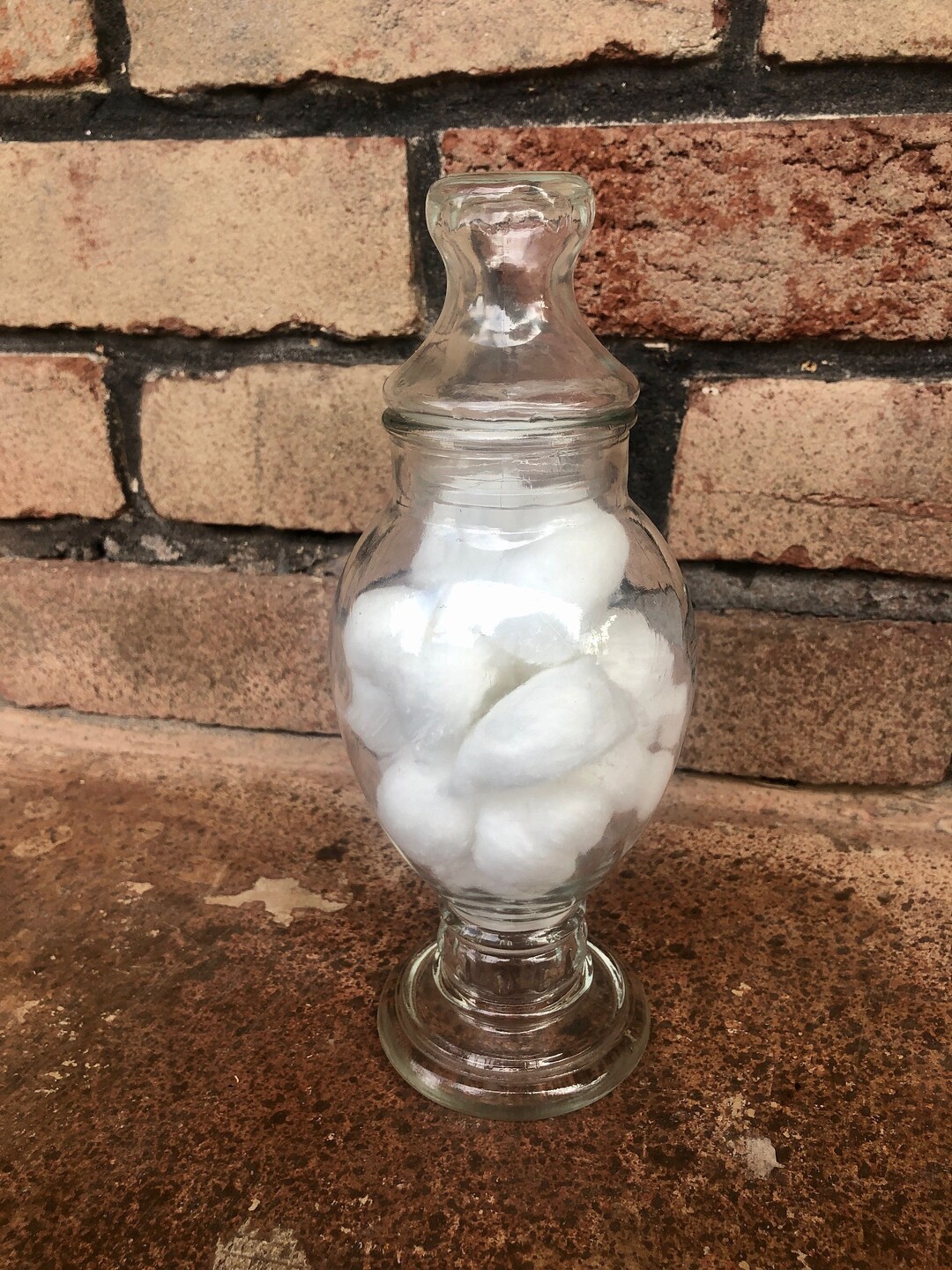 Vintage Glass Apothecary Jar Vintage Glass Display Dish With Etsy