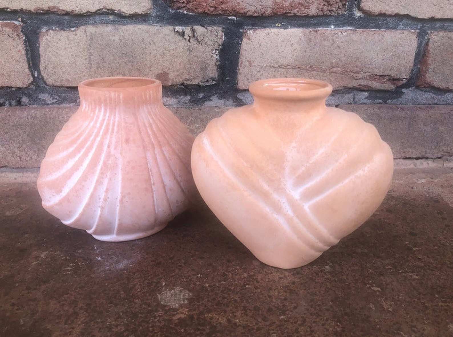 Vintage Terra Cotta Vase Heart Shaped Vase Shell Shaped Etsy