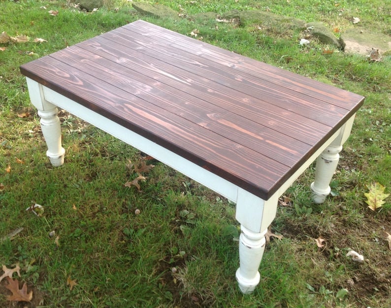 Custom Coffee Table Farm House Coffee Table Chunky Leg Etsy