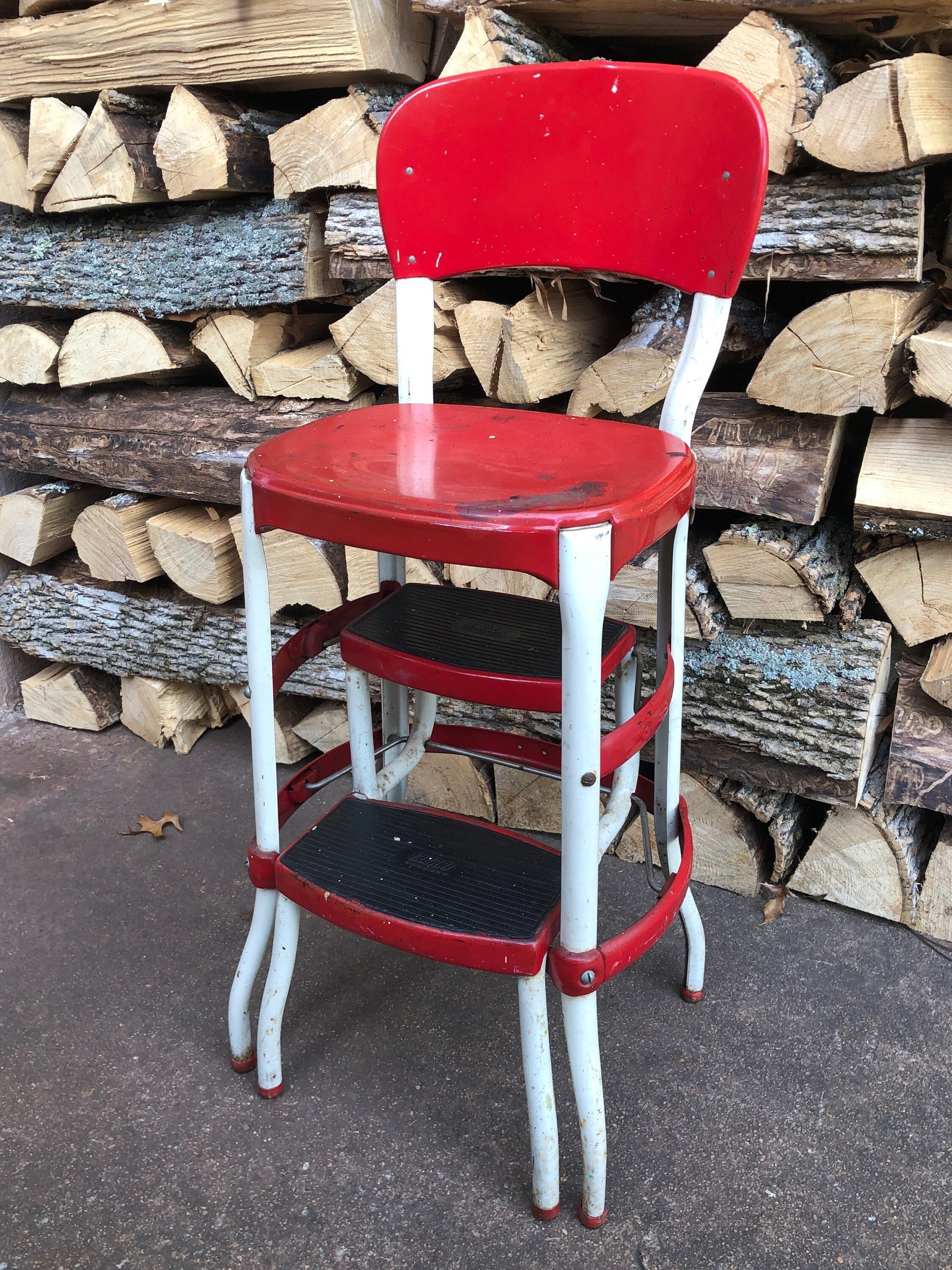 Vintage Original 1950's Retro Red Metal Cosco Products PullOut Step