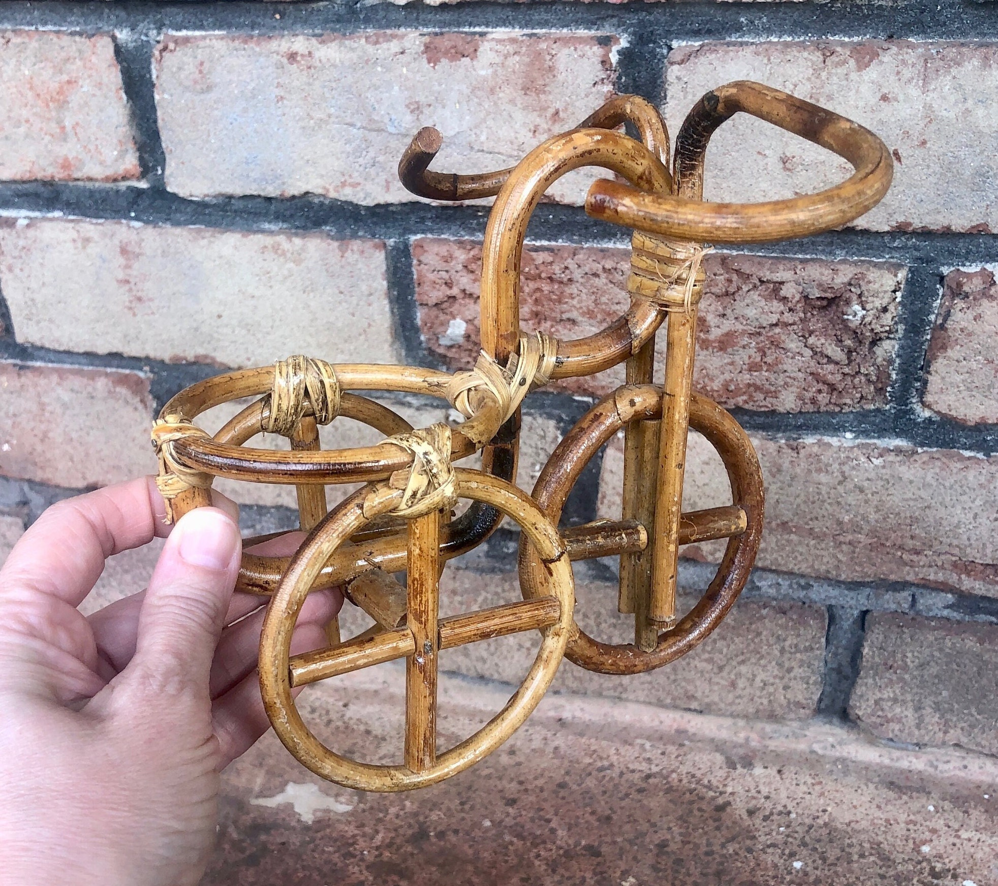Vintage Wicker Bike Planter Rattan Bicycle Plant Holder Etsy