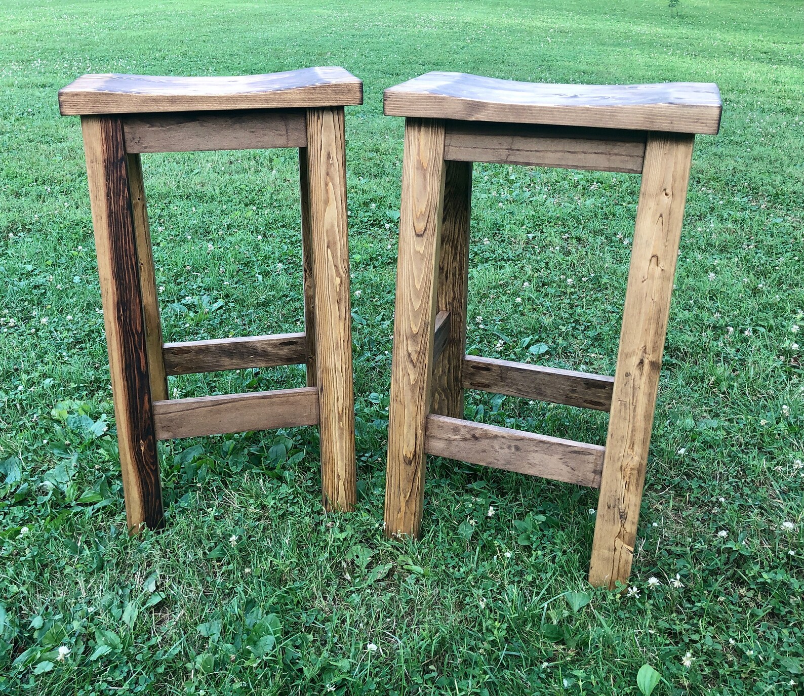 Bar Height Stools Saddle Seat Wood Stools Custom Built Etsy