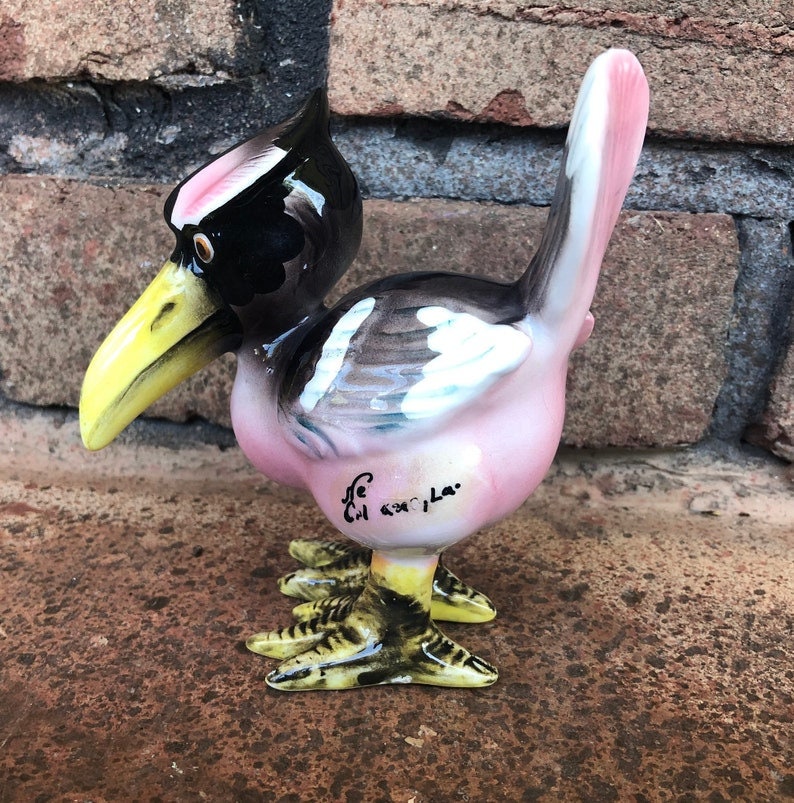 Vintage Pink Pelican Figurine Small Pelican Statue Ceramic Etsy