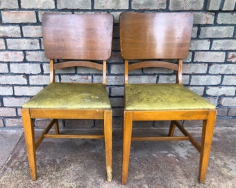 Vintage Set of Upholstered MCM Chairs, Pair Mid Century Chairs, Custom Painted, Custom Upholstery, Set of 2, Dining Chairs, Side Chairs