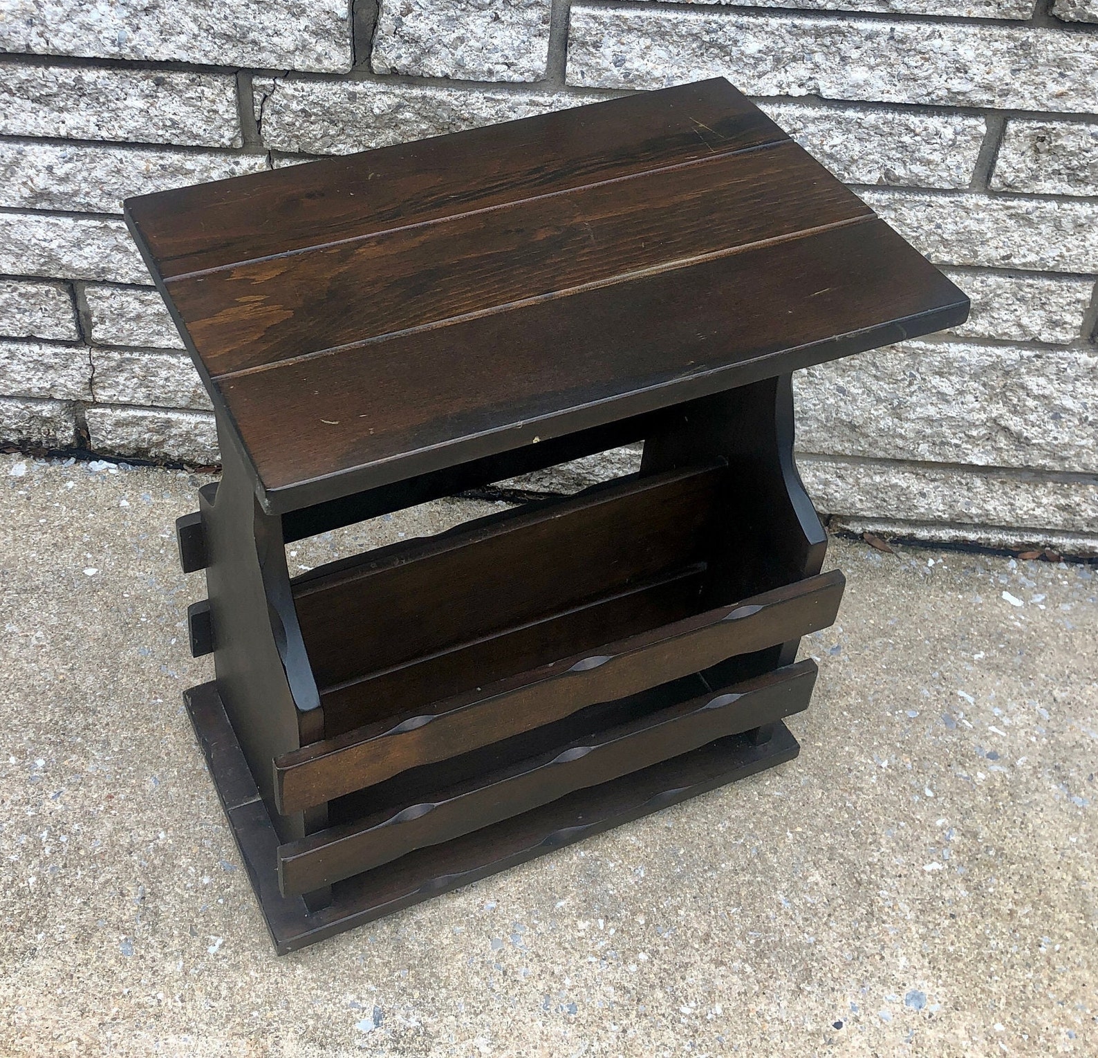 Vintage Side Table With Book Storage End Table Nightstand Etsy