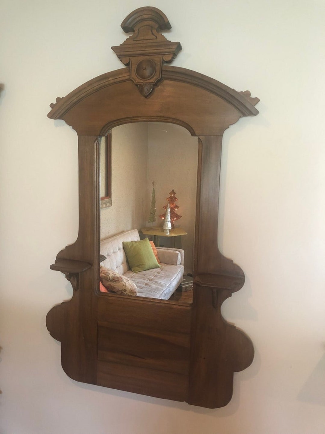 Large Antique Wood Mirror Ornate Wooden Mirror With Shelves - Etsy