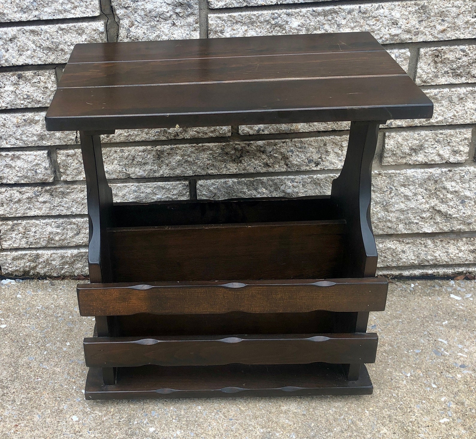 Vintage Side Table With Book Storage End Table Nightstand Etsy