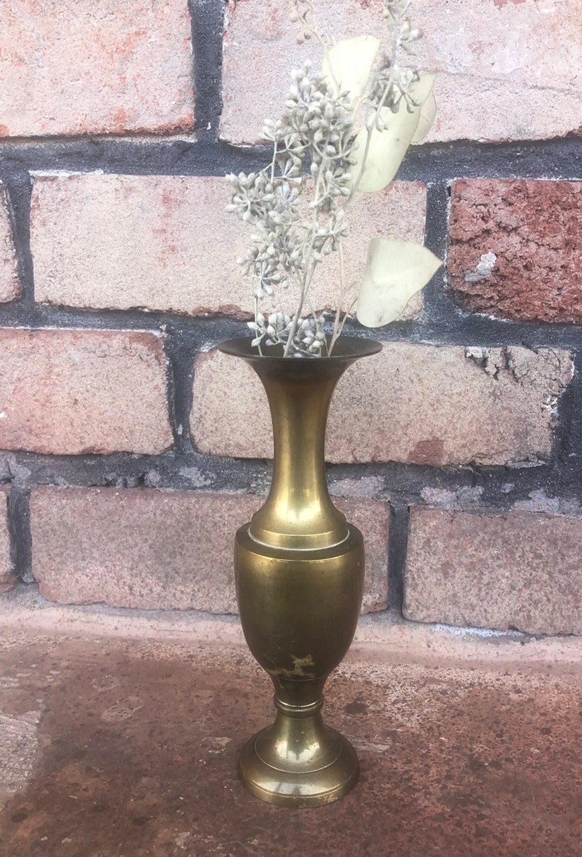 Vintage Small Brass Vase Urn Style Vase Thin Urn Vase Etsy